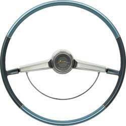 two tone blue steering wheel with horn ring