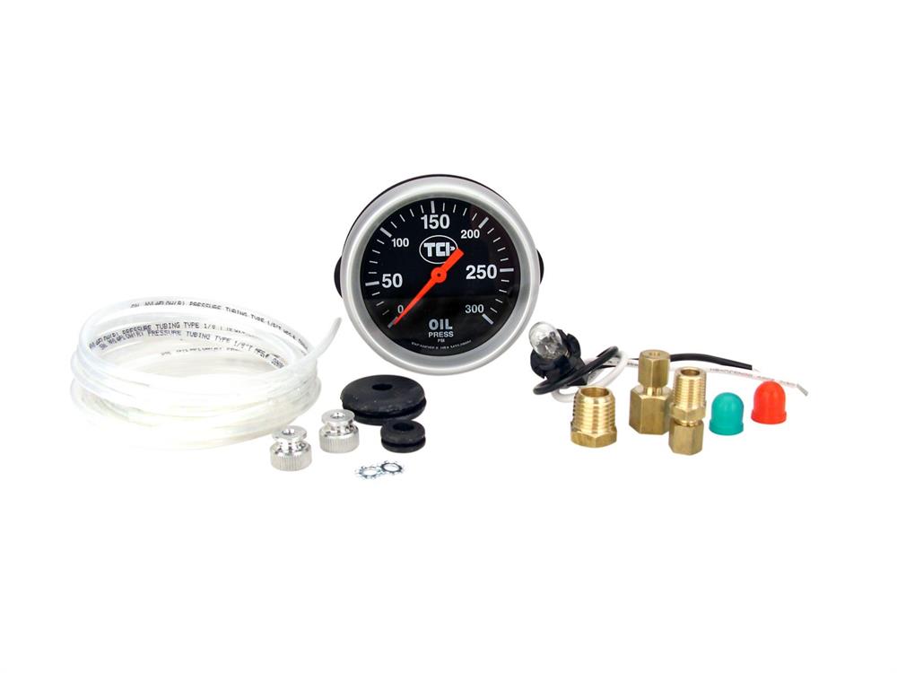 Gauge, Transmission Pressure, 0-300 psi, 2 5/8 in. Diameter, Black Face, Mechanical, Analog, Each