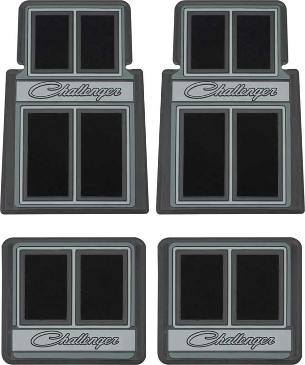 1970-1974 Dodge Challenger; Carpeted Floor Mat Set; Black ; 4 Piece Set