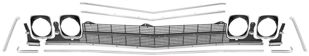 Grille Kit, 69 SS Chevelle/El Camino, w/ Ctr Molding, Deluxe