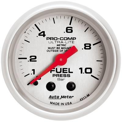 Fuel pressure, 52.4mm, 0-1 bar, mechanical