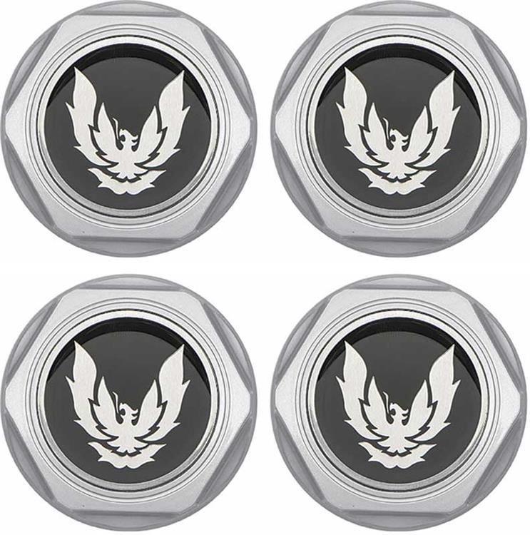 1982-92 Firebird - Wheel Center Cap Set - Silver with Late Silver Bird Emblem & Metal Clips (4 pc)