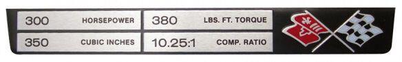 Console Specifications Plate 350ci/300hp