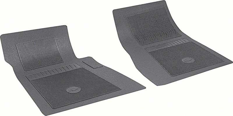 Floor Mats, Rubber, Black, Front Seat, Chevy Bowtie Logo, Chevy, Pair