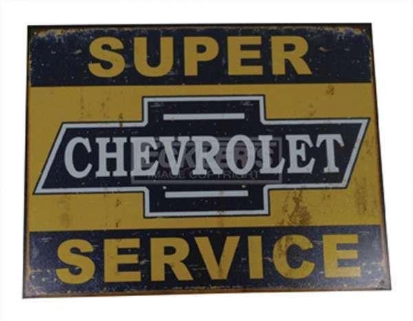 Tin Sign, Super Chevrolet Service, Weathered