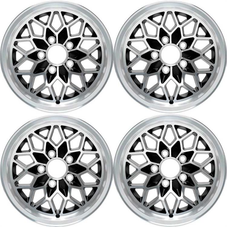 17" X 9" Cast Aluminum Snowflake Wheel Set With Black accents