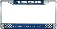 1956 CHEVROLET BLUE AND CHROME LICENSE PLATE FRAME WITH WHITE LETTERING
