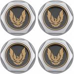 1982-92 Firebird - Wheel Center Cap Set - Silver with Late Gold Bird Emblem & Metal Clips (4 pc)