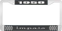 1958  IMPALA BLACK AND CHROME LICENSE PLATE FRAME WITH WHITE LETTERING