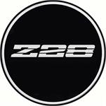 "GTA WHEEL CENTER CAP EMBLEM Z28 2-1/8"" CHROME LOGO/BLACK BACKGROUND"