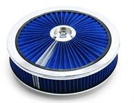 Air Cleaner Assembly, Pro-Flo, Round, 14 in., Blue Cotton Gauze, Pro-Charge Stripe, Chrome Trim, Each