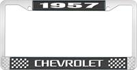 1957 CHEVROLET BLACK AND CHROME LICENSE PLATE FRAME WITH WHITE LETTERING