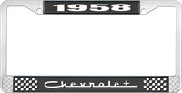 1958 CHEVROLET BLACK AND CHROME LICENSE PLATE FRAME WITH WHITE LETTERING