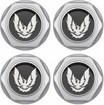 1982-92 Firebird - Wheel Center Cap Set - Silver with Late Silver Bird Emblem & Metal Clips (4 pc)