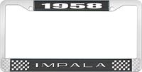 1958 IMPALA BLACK AND CHROME LICENSE PLATE FRAME WITH WHITE LETTERING