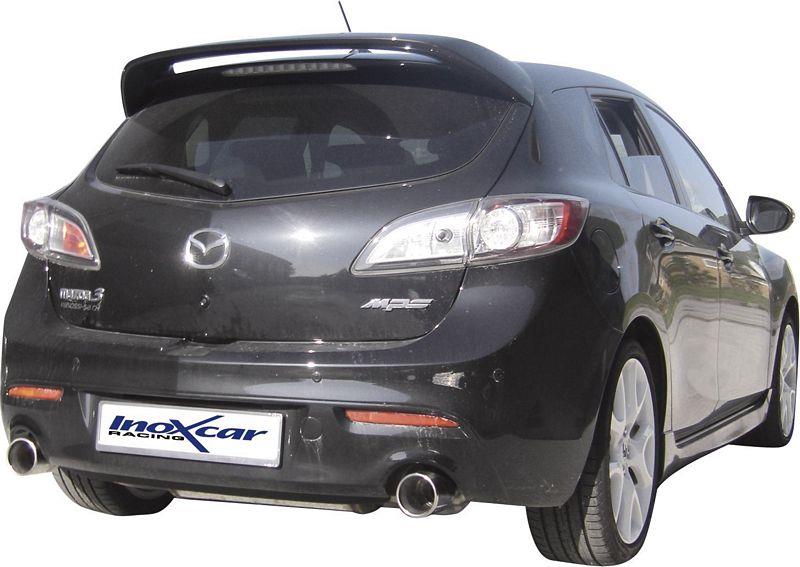 100% RVS Dubbele Sportuitlaat passend voor Mazda 3 2.3Di MPS (260pk) 2010- Links/Rechts 102mm