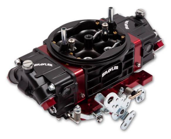 Carburetor, Brawler Race Series, 850 cfm, Mechanical Secondary, 4-Barrel, Square Bore, Black Powdercoat, Red Anodized Metering Blocks, Each