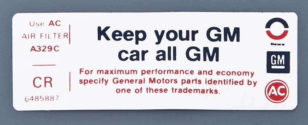 72 KEEP YOUR GM ALL GM DECAL