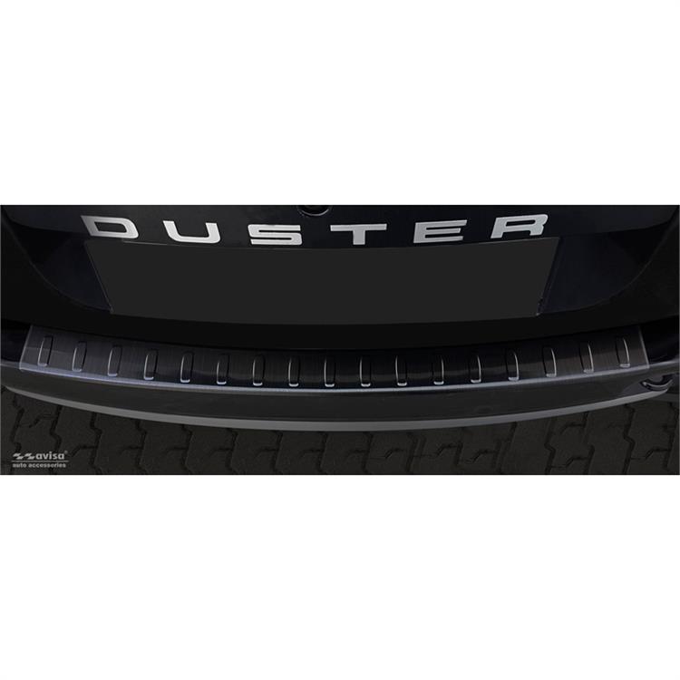 Black Stainless Steel Rear bumper protector suitable for Dacia Duster 2010-2017 'Ribs'