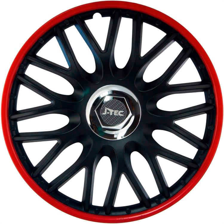 Set J-Tec wheel covers Orden R 15-inch black/red + chrome ring