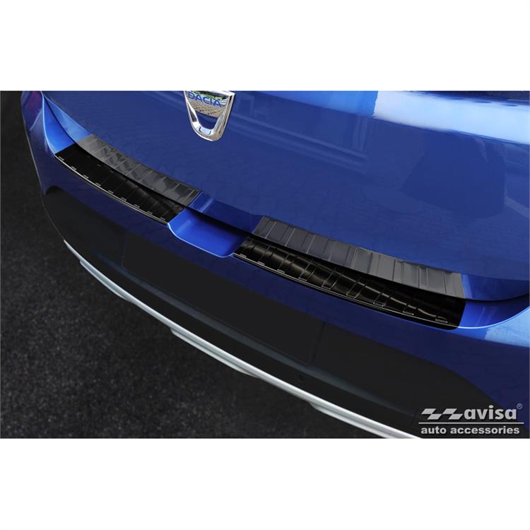 Black Stainless Steel Rear bumper protector suitable for Dacia Sandero III 2020- incl. Stepway 'Ribs' (2-pieces)