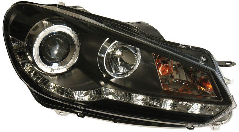 Set Koplampen in DRL-Look passend voor Volkswagen Golf VI 2008-2012 - Zwart