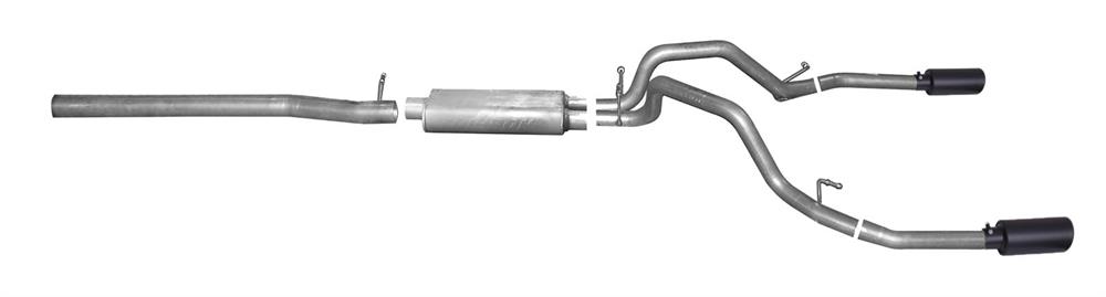 Exhaust System, Split Rear, Cat-Back, Split Rear, Stainless, Black Ceramic Tips, Cadillac, GMC, 6.2L, Kit