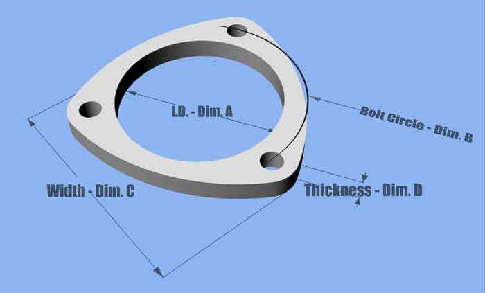 Exhaust Flange Stainless 3-bolt 3"