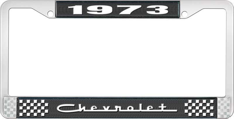 nummerplåtshållare, 1973 CHEVROLET svart/krom, med vit text