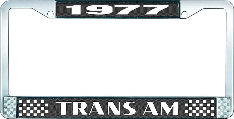 nummerplåtshållare, 1977 Trans Am Style #2   svart/krom, med vita bokstäver