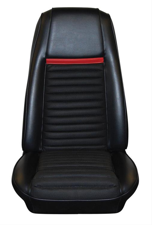Seat Upholstery, Mach 1, Vinyl, Black/Red, Front