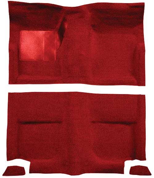 1965-68 Mustang Fastback Loop Floor Carpet without Fold Downs, with Mass Backing - Red