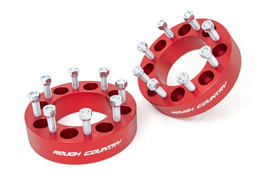 2-inch Wheel Spacer Pair (8-by-6.5-inch Bolt Pattern) RED