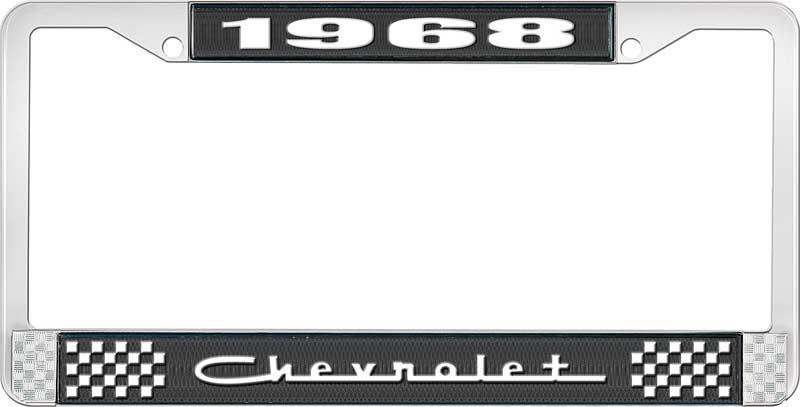 nummerplåtshållare, 1968 CHEVROLET svart/krom, med vit text