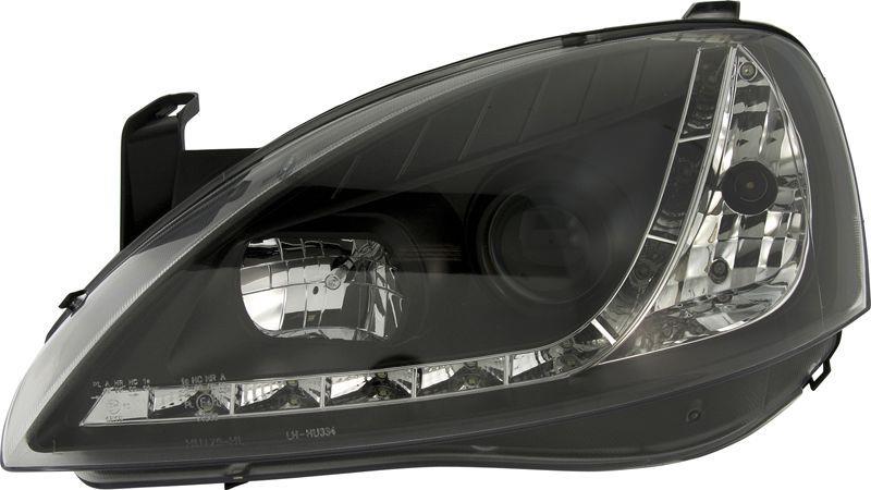 Set Koplampen in DRL-Look passend voor Opel Corsa C 2000-2004 - Zwart