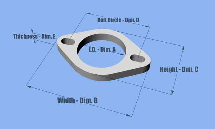 Exhaust Flange Stainless 2-bolt 2,25"