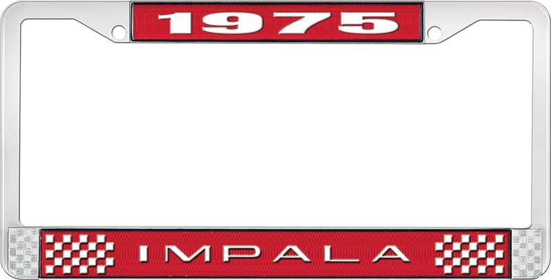 nummerplåtshållare, 1975 IMPALA röd/krom , med vit text