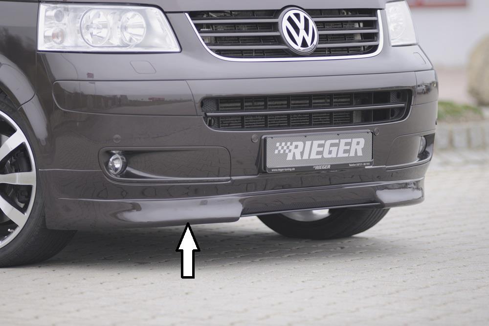 Rieger front spoiler lip  ABS plastic, mounting equipment, general operating license T5 bus: 04.03-08.09 (before facelift)