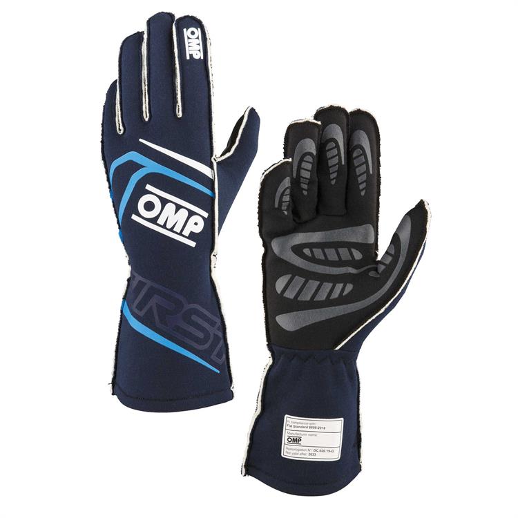 FIRST GLOVES FIA 8856-2018 MY2025 NAVY BLUE / CYAN SZ. L