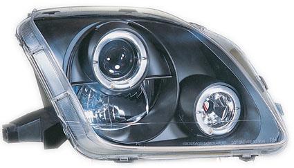 Set Koplampen passend voor Honda Prelude 1997-2001 - Zwart - incl. Angel-Eyes