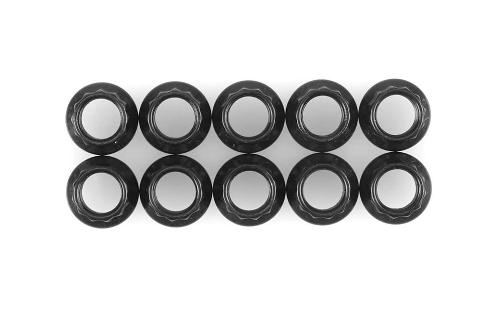 Nuts, 12-Point, Custom 450, Black Oxide, 3/8 in.-24 RH Thread, Set of 10