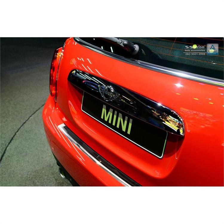 RVS Achterbumperprotector 'Deluxe' Mini One/Cooper F56 3-deurs 3/2014- Chroom/Zwart Carbon