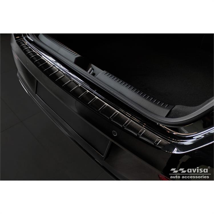 Zwart RVS Achterbumperprotector passend voor Mercedes CLA II (X118) Shooting Brake 2019- 'Ribs'