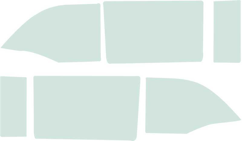 1955-57 Chevrolet Convertible 6-Pieces Green Tint Side Window Glass Set