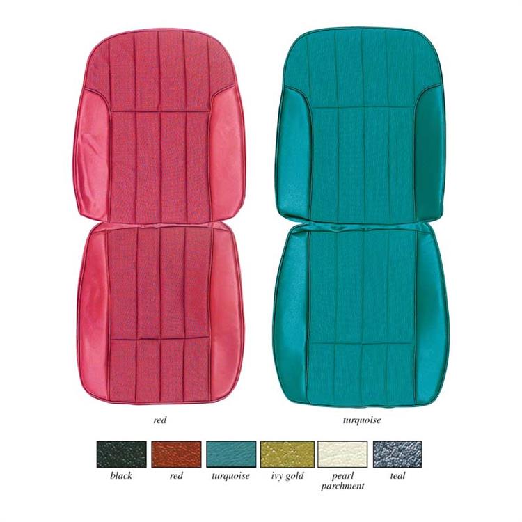 Deluxe complete front/rear upholstery set, bucket w /fold-down rear seat, Ivy gold