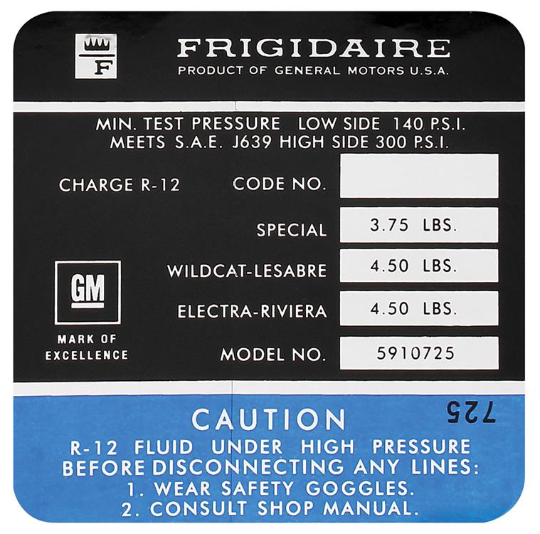 AC Compressor Decal, 1971 Skylark, GS