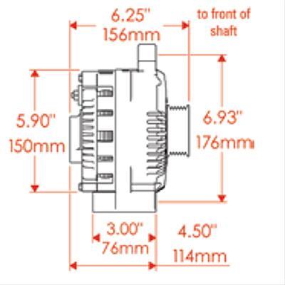 alternator / generator, 200A, 12 volt, Black powdercoated