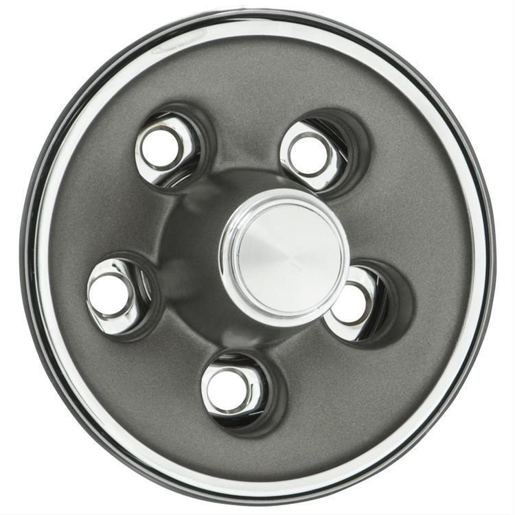 Center Cap, Aluminum, Dark Gray, Screw-On, Rallye Style, Chrysler Cap Design, 5 x 4 in. Bolt Pattern