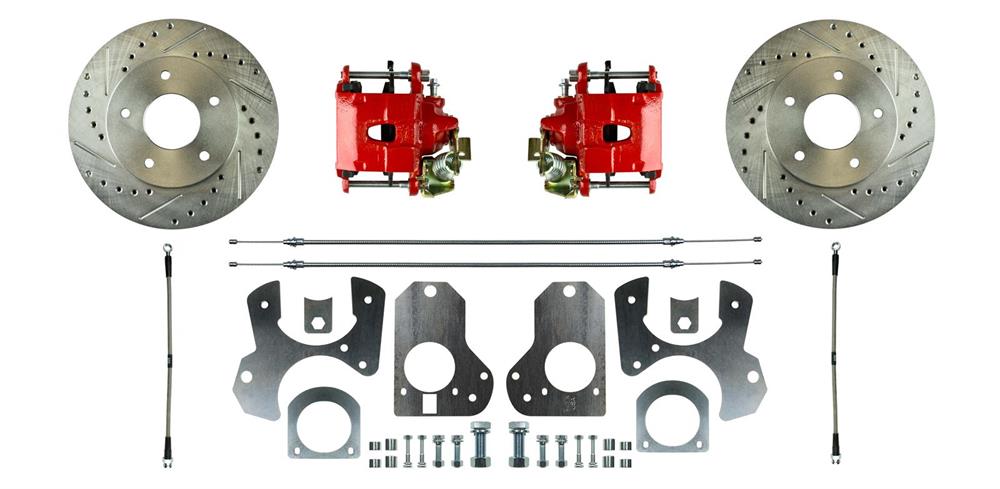 Disc Brake Conversion, Rear, Power, Rotors, Red Calipers