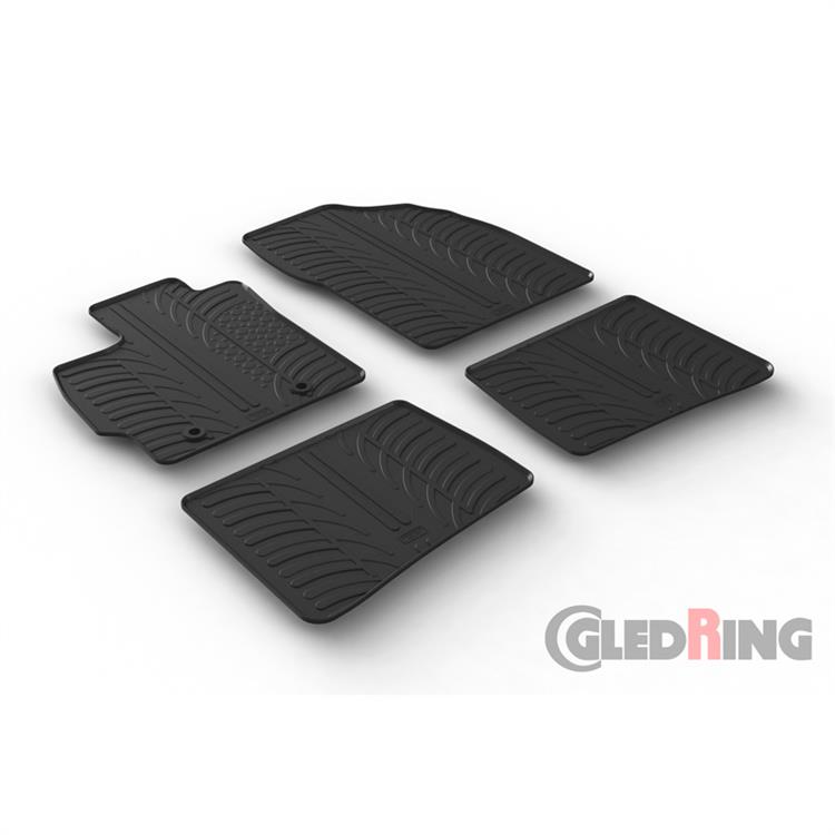 Rubbermatten passend voor Toyota Prius III 2009-2012 (T profiel 4-delig + montageclips)